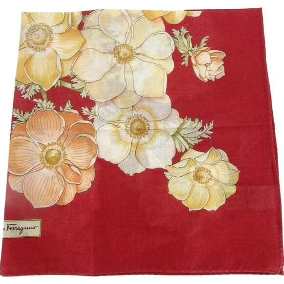 296127AN (S1) Salvatore Ferragamo Handkerchief Red Cotton - Picture 2 of 5